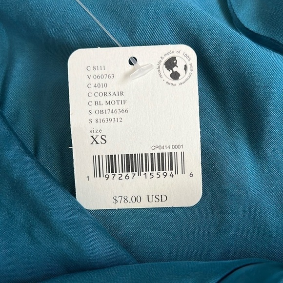 Free People Miraya Satin Twist Front Crop Top Corsair Blue XS NWT Glam. - Picture 5 of 5